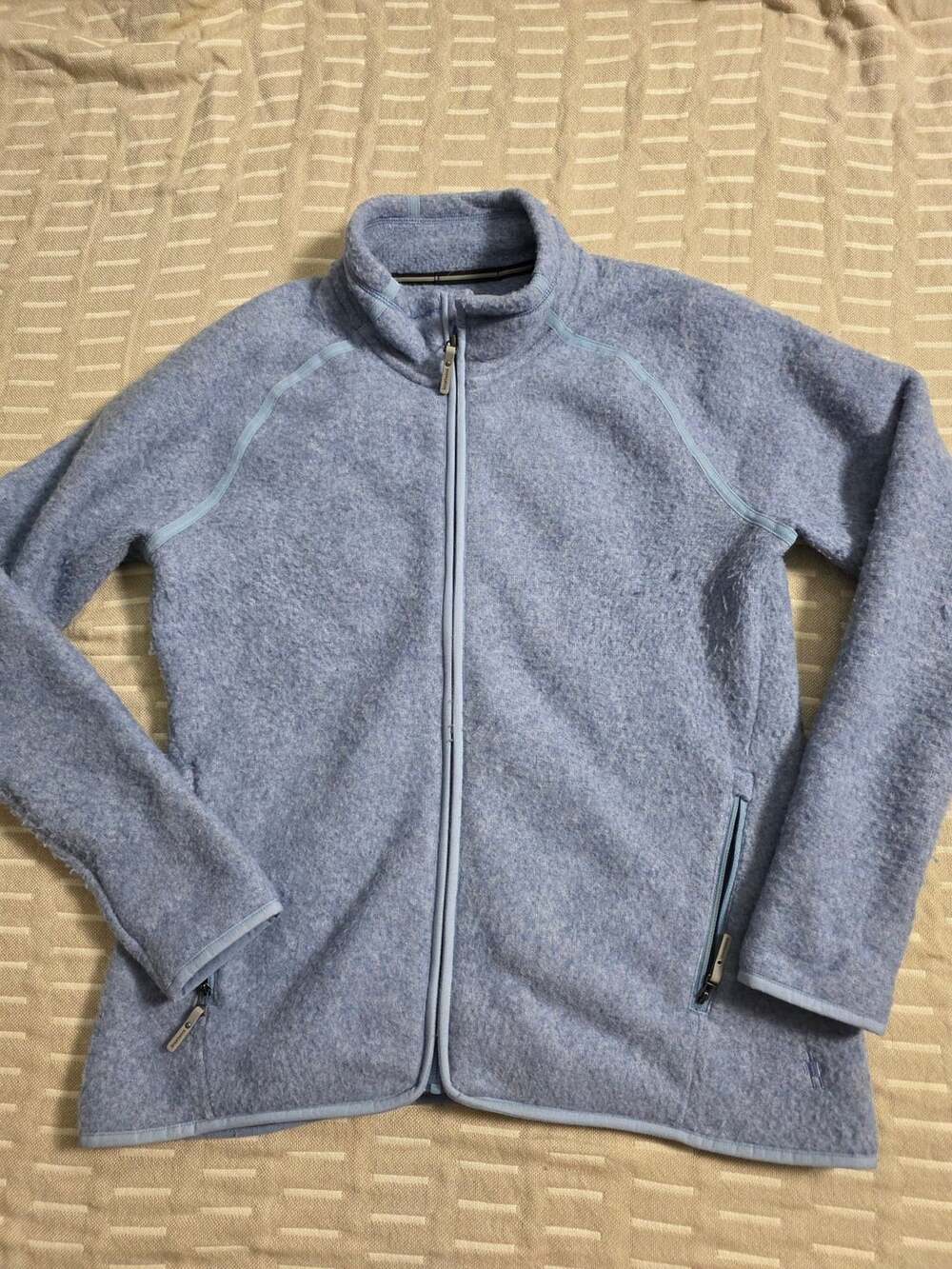 Smartwool Hudson Trail Full-Zip Jacket Size L Blue Wool Blend Fleece